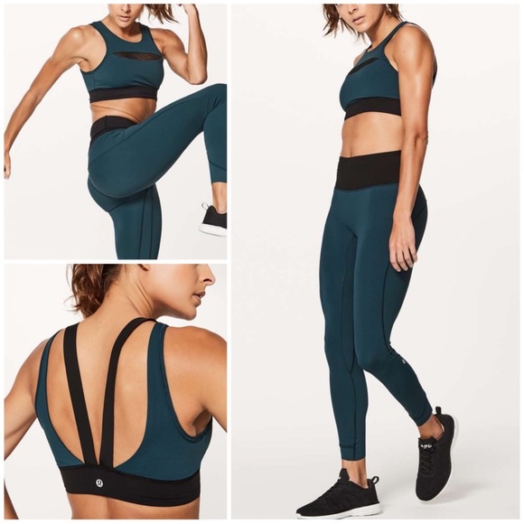 Set lululemon athletica Teal and Black leggings and sports bra - Picture 2 of 13